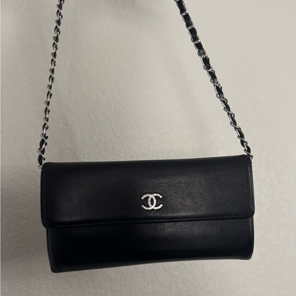 Authentic Chanel Long Wallet On Chain Caviar Leather - Picture 8 of 11